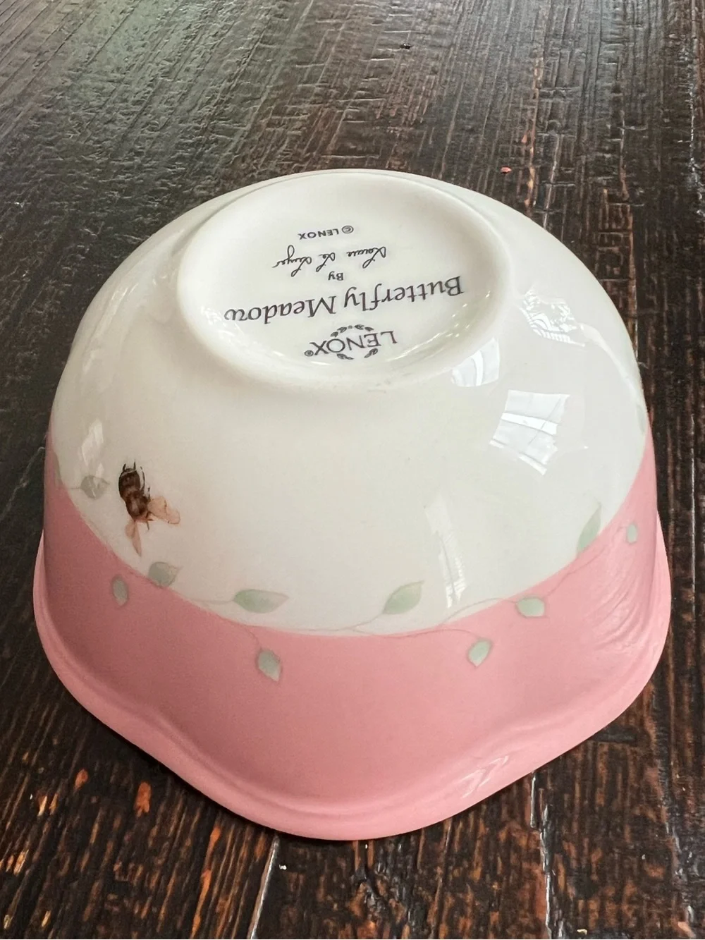 Butterfly Meadow by Lenox Pink fruit / ice cream bowl 4.75”